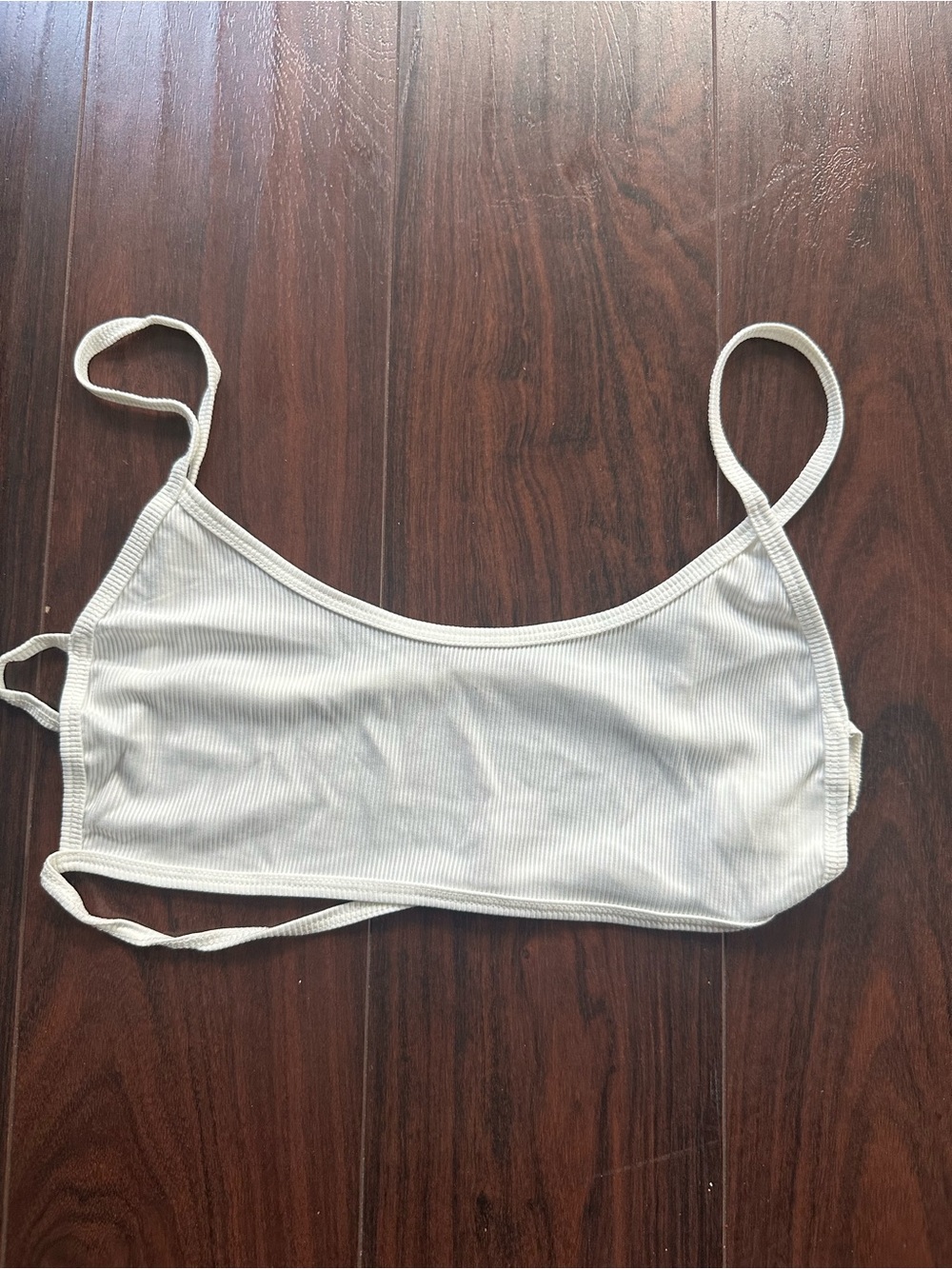 SHEIN Ivory Ribbed Crop Bralette with Thin Straps